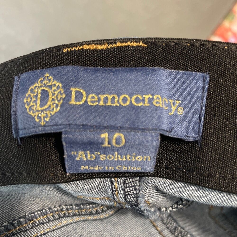 Democracy "Ab"solution Itty Bitty Bootcut Blue Jeans Women's 10 Whiskers Stretch - Picture 11 of 12